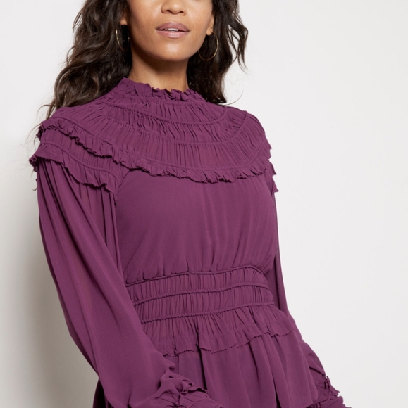 Farm Rio Burgundy Ruffled Blouse - Picture 3 of 7